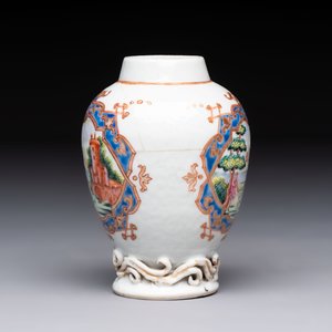 A rare Chinese famille rose 'European musical subject' tea caddy, Qianlong — 照片 5