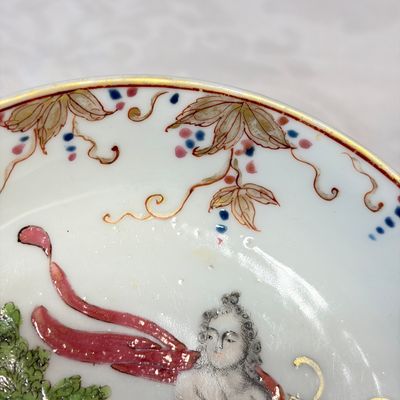 A rare Chinese famille rose export tea bowl and saucer with 'Apollo Playing the Lyre' — photo 4
