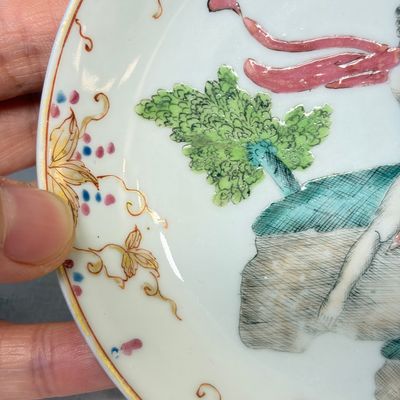A rare Chinese famille rose export tea bowl and saucer with 'Apollo Playing the Lyre' — photo 6
