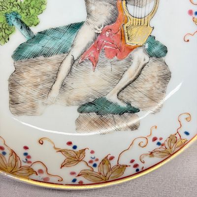 A rare Chinese famille rose export tea bowl and saucer with 'Apollo Playing the Lyre' — photo 7