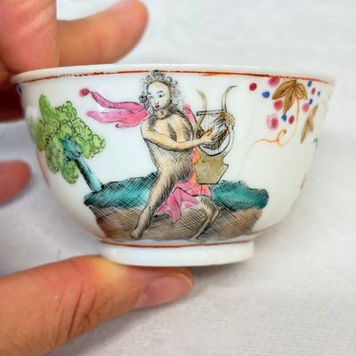A rare Chinese famille rose export tea bowl and saucer with 'Apollo Playing the Lyre' — photo 11
