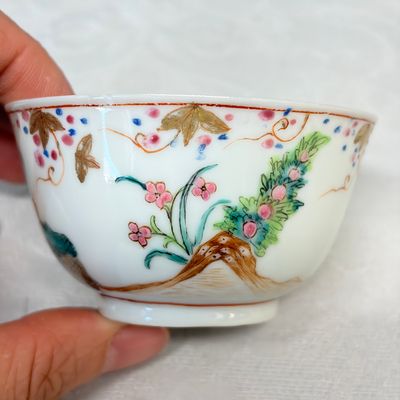 A rare Chinese famille rose export tea bowl and saucer with 'Apollo Playing the Lyre' — photo 12