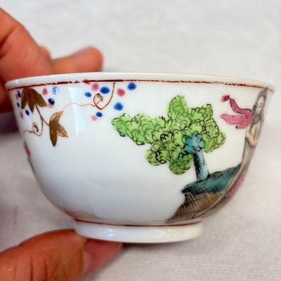 A rare Chinese famille rose export tea bowl and saucer with 'Apollo Playing the Lyre' — photo 14