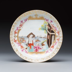 A rare Chinese famille rose Meissen-style 'Maritime subject' tea bowl and saucer — 照片 2