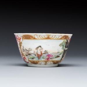 A rare Chinese famille rose Meissen-style 'Maritime subject' tea bowl and saucer — 照片 4