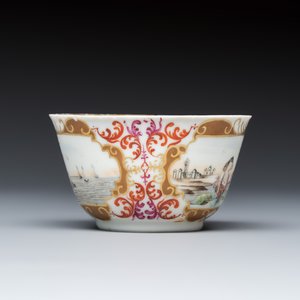 A rare Chinese famille rose Meissen-style 'Maritime subject' tea bowl and saucer — 照片 7