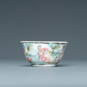 A rare Chinese famille rose miniature 'Leda and the swan' cup and saucer, Yongzheng/Qianlong — 照片 4