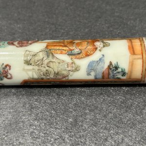 A rare Chinese famille rose opium pipe with narrative scenes, 19th C. — 照片 32