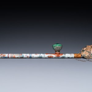 A rare Chinese famille rose opium pipe with narrative scenes, 19th C. — 照片 2