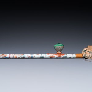 A rare Chinese famille rose opium pipe with narrative scenes, 19th C. — 照片 6