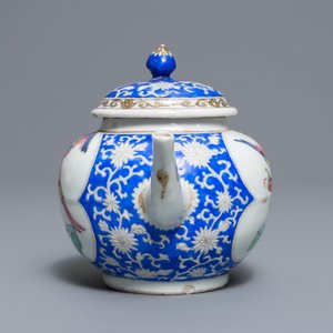 A rare Chinese famille rose 'perching parrot' teapot and cover, Yongzheng/Qianlong — photo 4