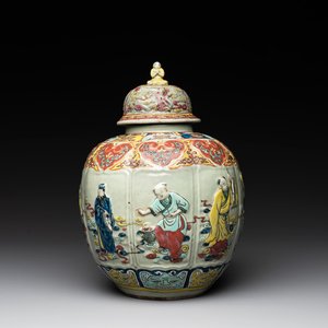 A rare Chinese famille rose relief-moulded 'Eight Immortals' vase and cover for the Thai market, Yongzheng mark, 19th C. — photo 1