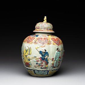 A rare Chinese famille rose relief-moulded 'Eight Immortals' vase and cover for the Thai market, Yongzheng mark, 19th C. — photo 2