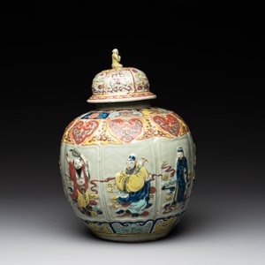A rare Chinese famille rose relief-moulded 'Eight Immortals' vase and cover for the Thai market, Yongzheng mark, 19th C. — photo 4