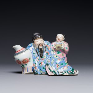 A rare Chinese famille rose water dropper in the shape of Libai, Qianlong/Jiaqing — 照片 1