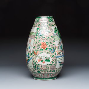 A rare Chinese famille verte 'Silk Production' ovoid vase — photo 3
