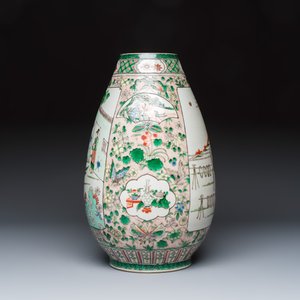 A rare Chinese famille verte 'Silk Production' ovoid vase — photo 5