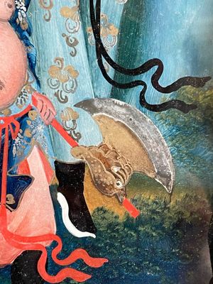 A rare Chinese gilt wood and reverse glass painted mirror, 2nd half 18th C. — photo 12