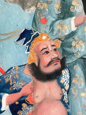 A rare Chinese gilt wood and reverse glass painted mirror, 2nd half 18th C. — photo 3
