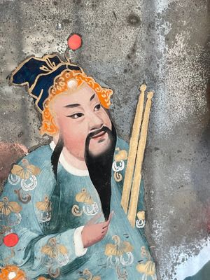 A rare Chinese gilt wood and reverse glass painted mirror, 2nd half 18th C. — photo 4