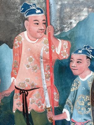 A rare Chinese gilt wood and reverse glass painted mirror, 2nd half 18th C. — photo 10