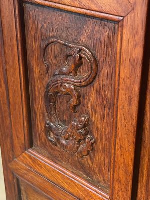 A rare Chinese huanghuali wood 'duo bao ge' cabinet of curiosities with chilong design, 18/19th C. — photo 7