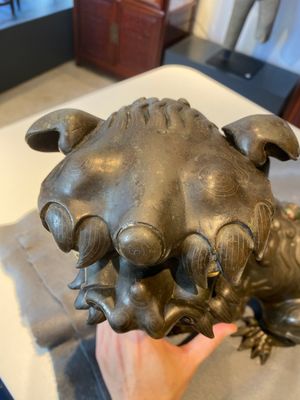 A rare Chinese inlaid bronze lion-form censer, Ming — 照片 13