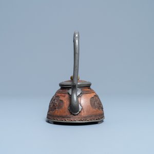 A rare Chinese jade-topped pewter-mounted coconut wine ewer, Kangxi — 照片 5