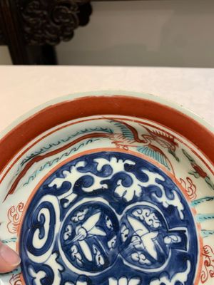 A rare Chinese Kinrande 'cranes and phoenixes' plate, Ming — foto 4