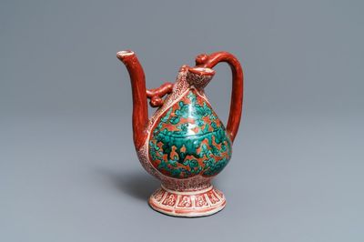 A rare Chinese kinrande peach-shaped ewer, Jiajing