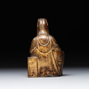 A rare Chinese parcel-gilt and lacquered pewter Guanyin, 17/18th C. — 照片 4