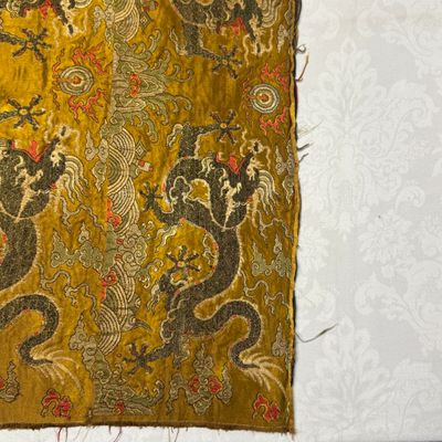 A rare Chinese peacock-feather brocade 'Dragons amid Clouds and Waves' panel — photo 13
