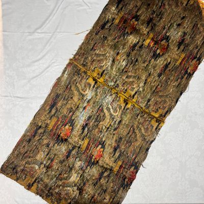A rare Chinese peacock-feather brocade 'Dragons amid Clouds and Waves' panel — photo 15