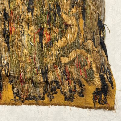 A rare Chinese peacock-feather brocade 'Dragons amid Clouds and Waves' panel — photo 16