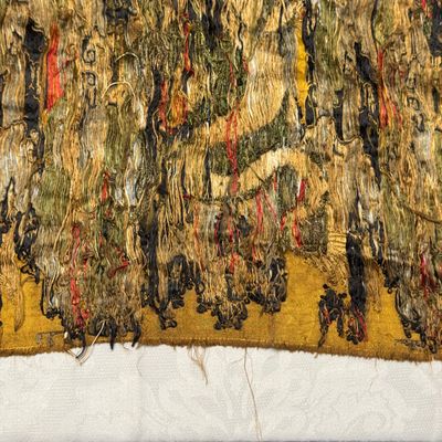 A rare Chinese peacock-feather brocade 'Dragons amid Clouds and Waves' panel — photo 17