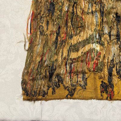 A rare Chinese peacock-feather brocade 'Dragons amid Clouds and Waves' panel — photo 18
