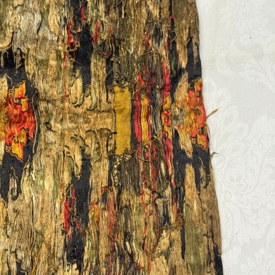 A rare Chinese peacock-feather brocade 'Dragons amid Clouds and Waves' panel — photo 25