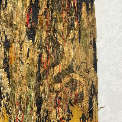 A rare Chinese peacock-feather brocade 'Dragons amid Clouds and Waves' panel — photo 28