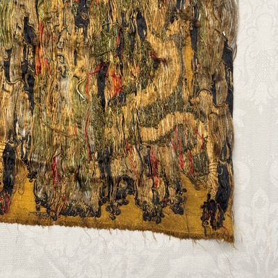 A rare Chinese peacock-feather brocade 'Dragons amid Clouds and Waves' panel — photo 29