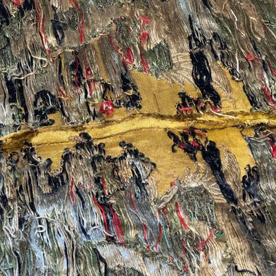 A rare Chinese peacock-feather brocade 'Dragons amid Clouds and Waves' panel — photo 31