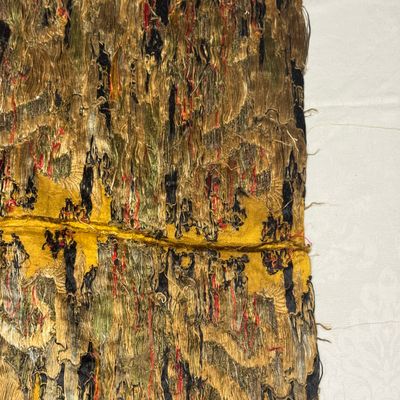 A rare Chinese peacock-feather brocade 'Dragons amid Clouds and Waves' panel — photo 34