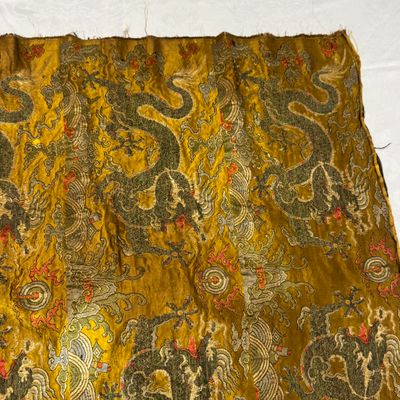 A rare Chinese peacock-feather brocade 'Dragons amid Clouds and Waves' panel — photo 8