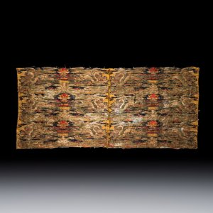 A rare Chinese peacock-feather brocade 'Dragons amid Clouds and Waves' panel — photo 2