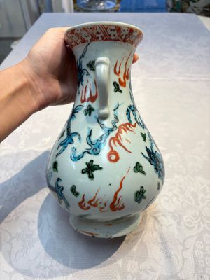 A rare Chinese polychrome Swatow 'Dragon' vase, Ming — photo 4