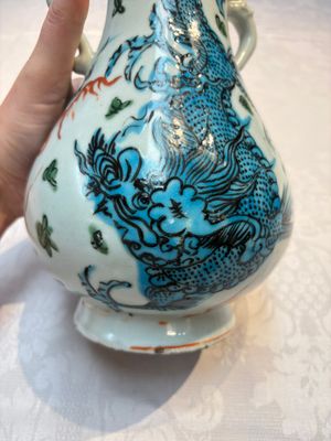 A rare Chinese polychrome Swatow 'Dragon' vase, Ming — photo 8