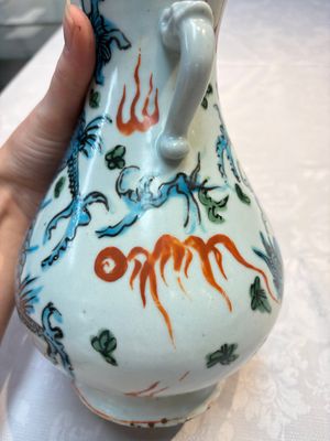 A rare Chinese polychrome Swatow 'Dragon' vase, Ming — photo 10