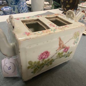 A rare Chinese rectangular qianjiang cai double teapot with covers, 19/20th C. — 照片 17