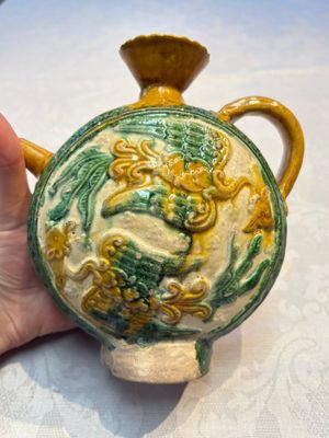 A rare Chinese sancai 'Phoenix' ewer with a wooden box, Liao — photo 11