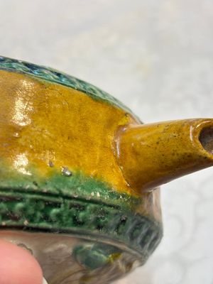A rare Chinese sancai 'Phoenix' ewer with a wooden box, Liao — photo 13