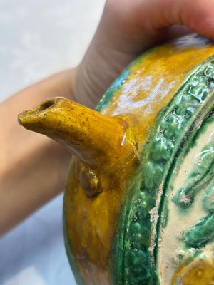 A rare Chinese sancai 'Phoenix' ewer with a wooden box, Liao — photo 14